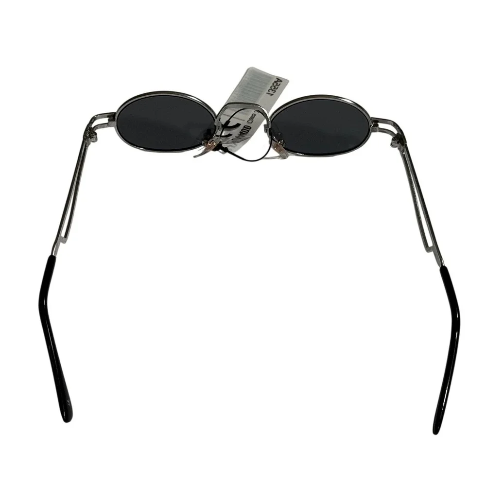 Vintage 90s Industrial Oval Metal Sunglasses